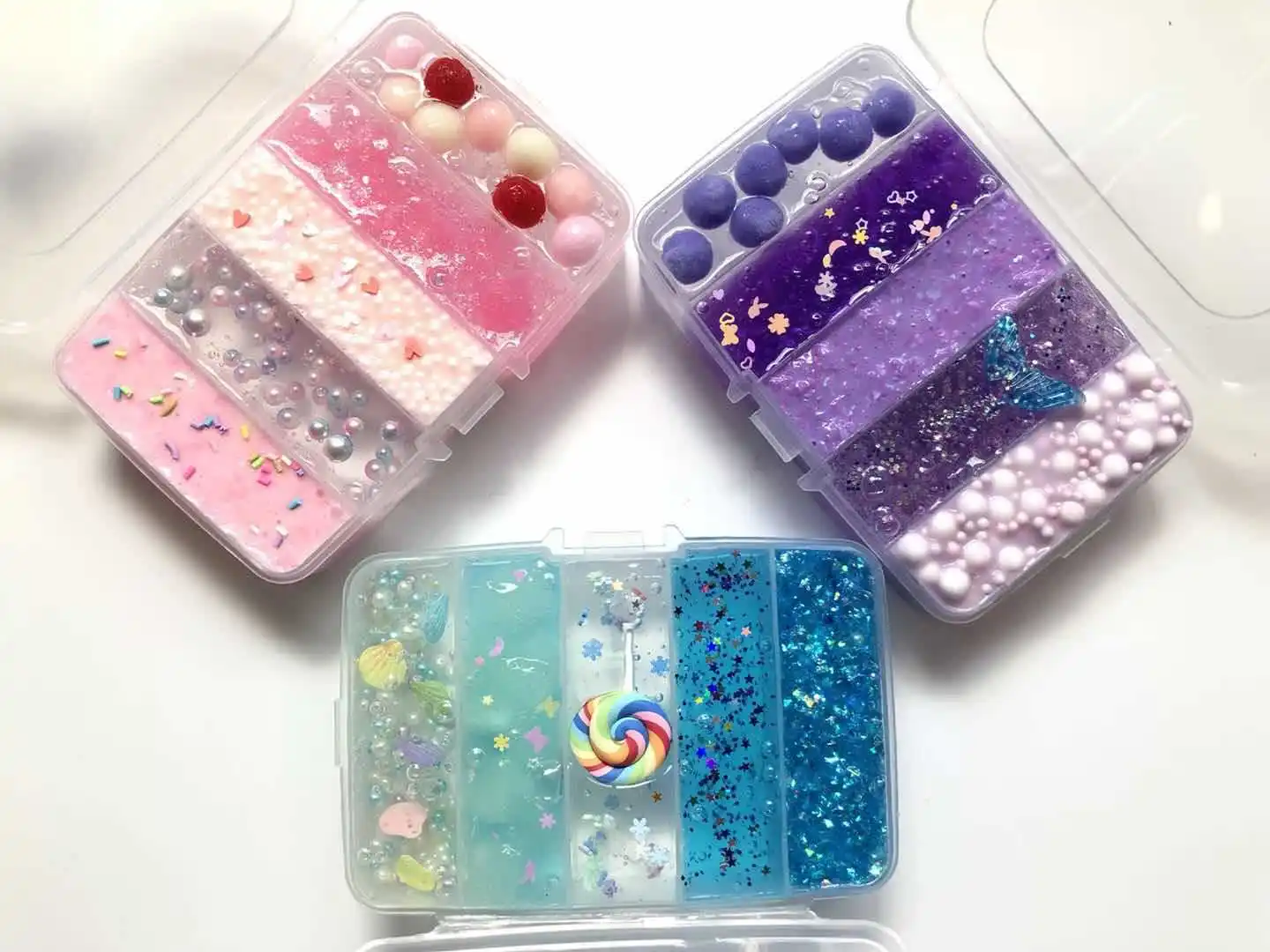 Five GongGe girl blue ocean is pure handmade DIY crystal mud slime chuo mud|Пластилин| |