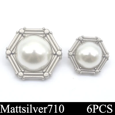 NO160 mattsilver710 Высокое качество 6 шт./лот модные жемчужные декоративные пуговицы золотые швейные пуговицы для женщин кашемировый свитер пальто аксессуары ремесла - Цвет: NO160 mattsilver710