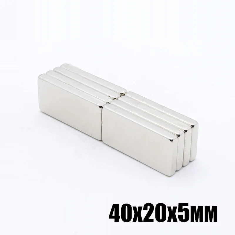 5 шт. 40 мм x 20 супер сильный неодимовый магнит редкоземельный N35 40*20*5 Никель Магне
