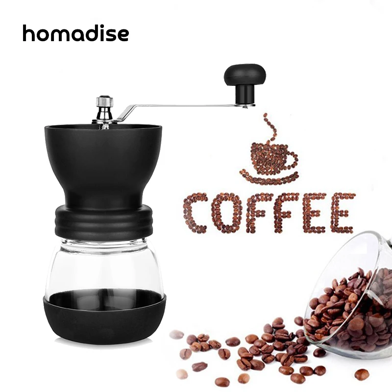 

Manual Coffee Grinder Glass Machine Ceramic Core Portable Coffee Bean Mill Maker Household Grinders Tools Washable
