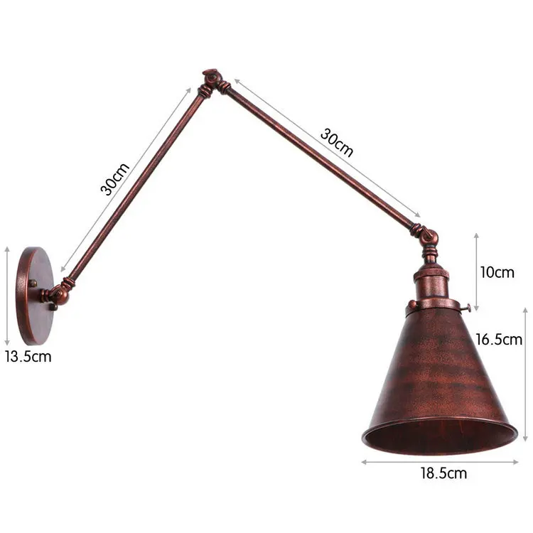 Античный регулируемый настенный светильник бра Железный Лофт ретро Wandlamp Спальня Крытый светодиодный рядом с лампой промышленные настенные светильники черный медный - Цвет абажура: C3