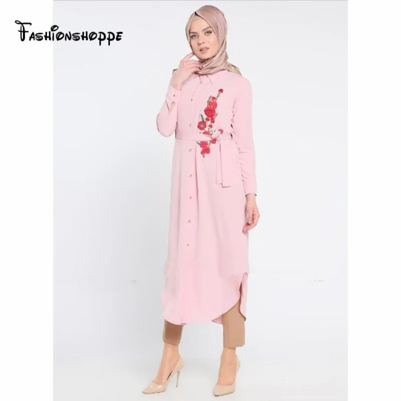 Мусульманская женская рубашка платье abaya вышивка jilbaw Туника длинные халаты