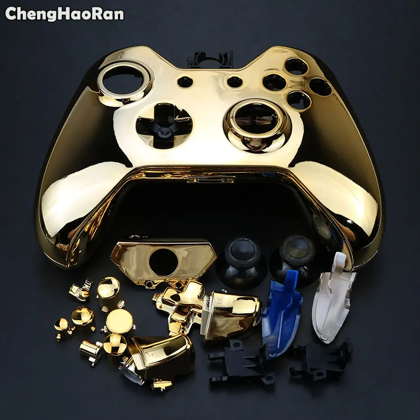 Chrome Gold ChengHaoRan для microsoft Xbox One Xboxone беспроводной контроллер хромированный полный корпус Оболочка Чехол комплект с кнопкой+ Внутренняя Рамка - Цвет: Chrome Gold