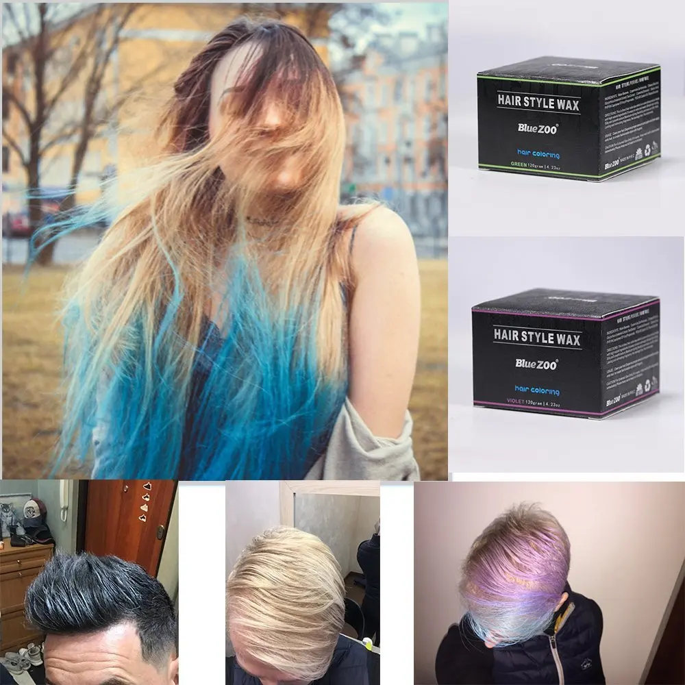 BlueZOO 120 г одноразовые временные цвета волос помпоны унисекс DIY натуральный воск