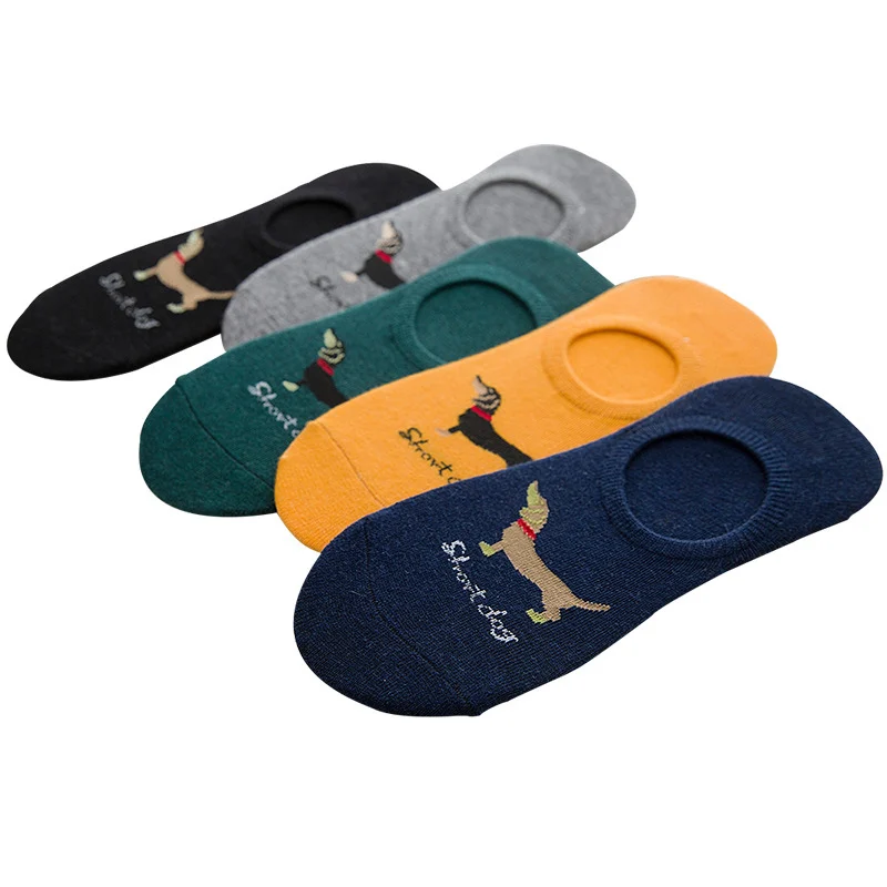 2 пар/лот новые мужские хлопковые носки невидимые с мультяшным щенком башмачки