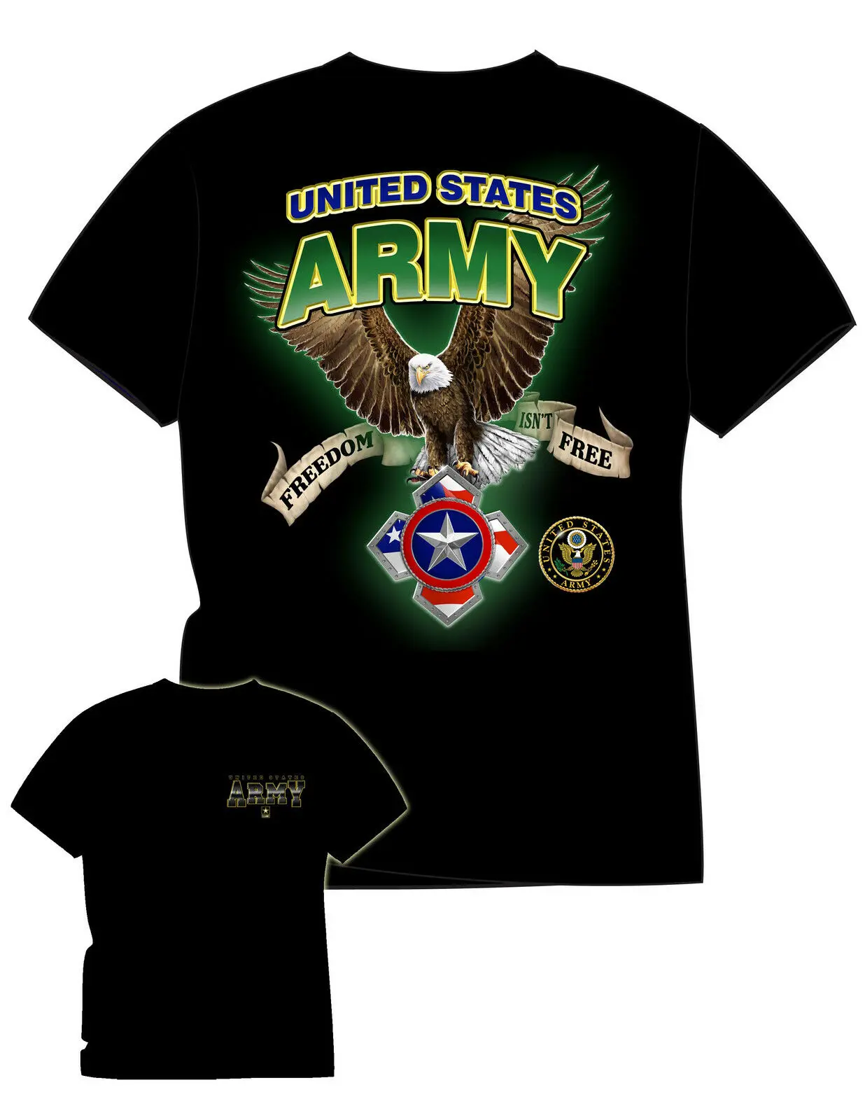 Футболка FREEDOM ISN'T FREE AIR FORCE темно синего цвета морской флот армейский 100%