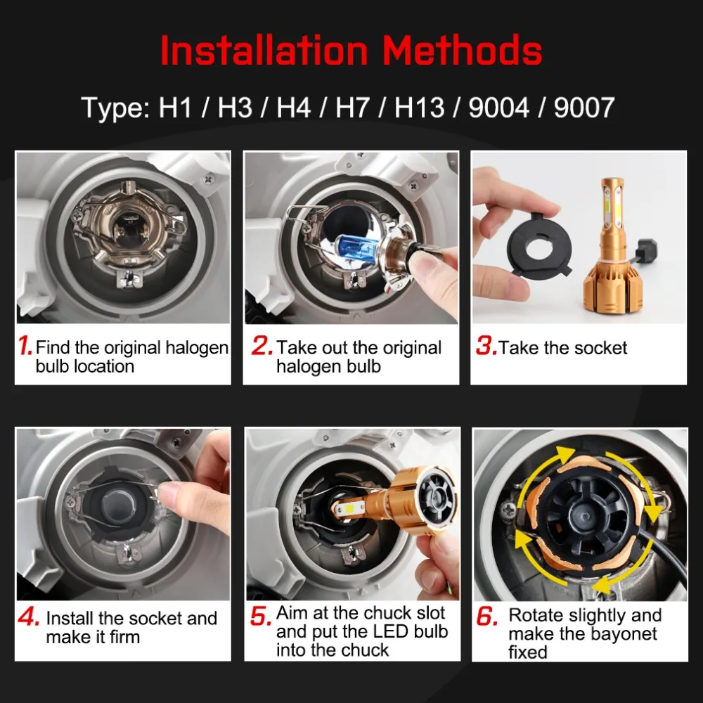 Xstorm фар автомобиля H7 Led H1 H3 H4 H8 H11 светодиодные лампы HB4 HB3 H13 9004 9007 9012 COB 60 Вт 9000LM 6000K белый авто фары