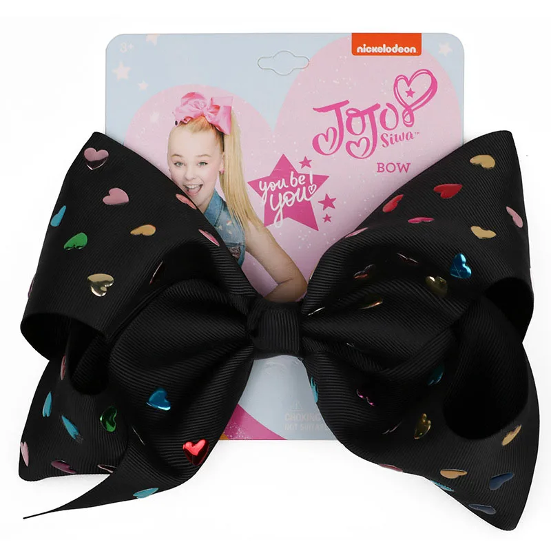 7 JOJO siwa бант для волос большой 8 дюймов банты для маленьких девочек головные уборы Любовь Горячая бурение сплошная корсажная лента Ленточные заколки аксессуары для волос - Цвет: 7