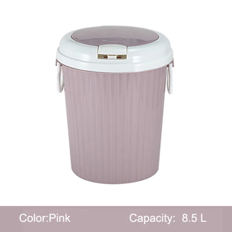 8.5 L-Pink Портативный мусорный бак пресс крышка Тип кухня мусорное ведро Гостиная Туалет Poubelle де кухня офисная бумага Lixeira 8.5L/11.5L - Цвет: 8.5 L-Pink