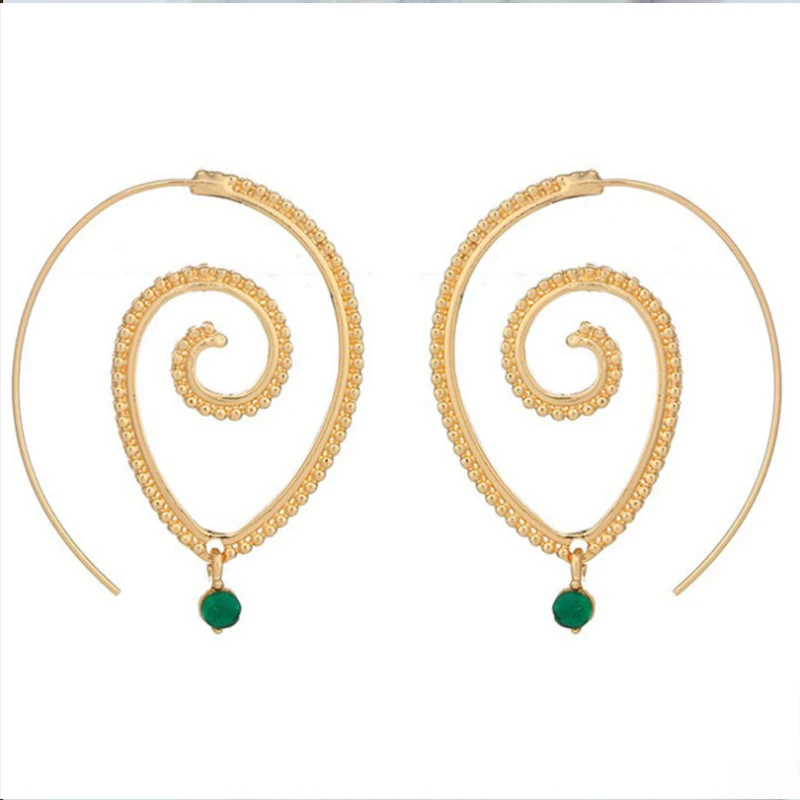 

LNRRABC 1 Pair New Vintage Women Hoop Earrings Circles Round Spiral Tribal Personality Chic*Simple