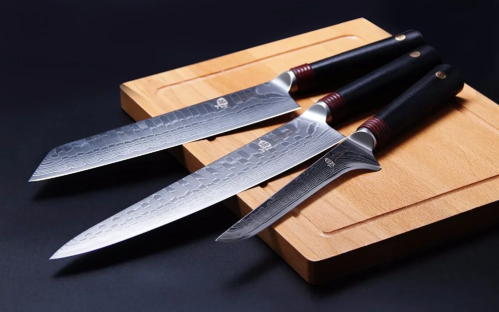 TUO столовые приборы Овощной kirisuke Ножи Japnaese Дамаск AUS 10 HC Нержавеющая сталь Кухня