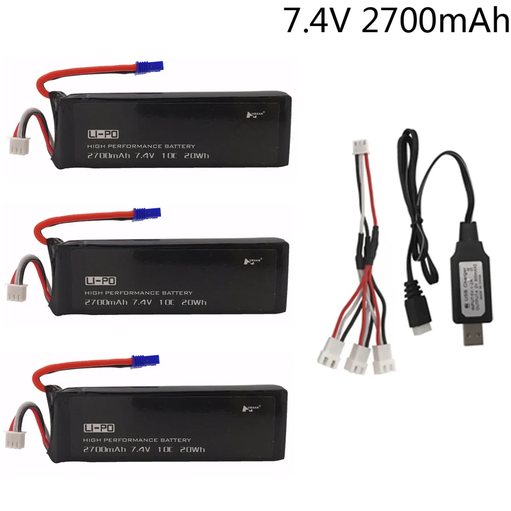 Аккумулятор 7 4 В 2700 мАч для Hubsan H501S H501C X4 RC Quadcopter батарея 1 в 3 с кабелем и USB зарядным
