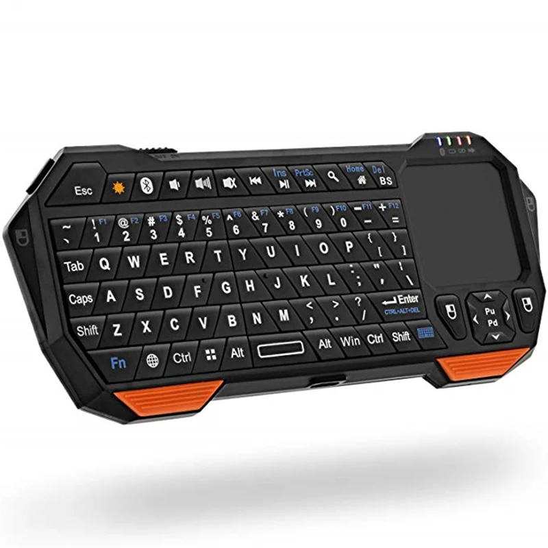 Black Мини Bluetooth клавиатура с сенсорной панелью для смартфона ТВ проектор Совместим с Android, IOS, Windows Qwerty беспроводная клавиатура - Цвет: Black