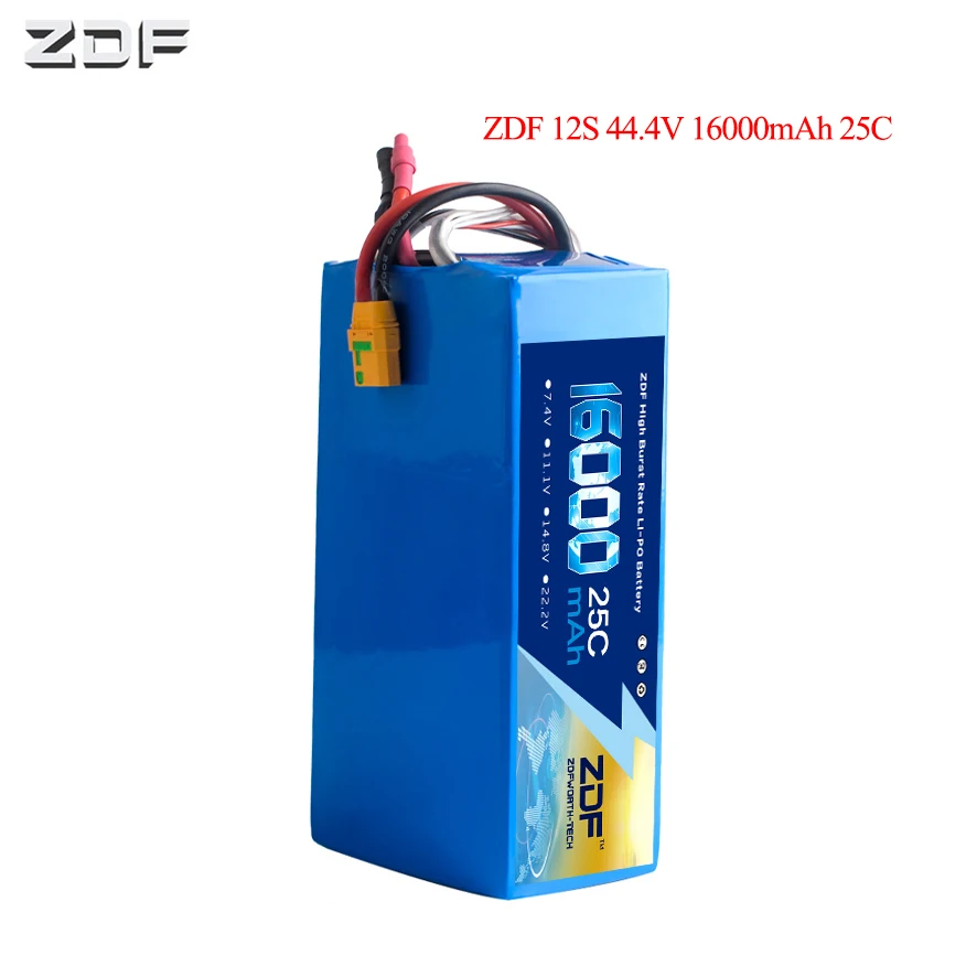 ZDF 44,4 V 16000mAh 25C 12S литиевая полимерная аккумуляторная батарея lipo батарея для DIY RC Дрон БПЛА модель