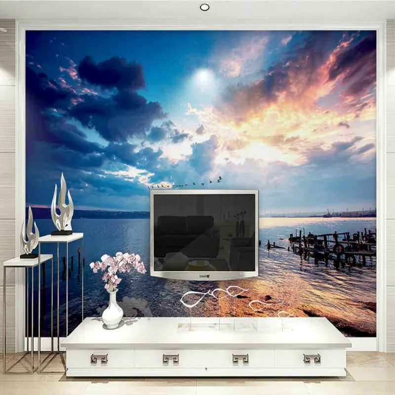 3d настенная бумага на заказ шелковая для стен фрески фон небо вода пейзаж спальня