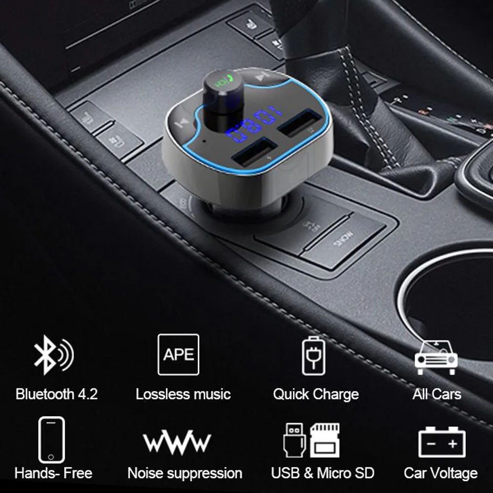 Беспроводной Bluetooth fm-передатчик модулятор HandsFree автомобильный комплект радио адаптер USB зарядное устройство MP3 музыкальный плеер для iPhone samsung#30