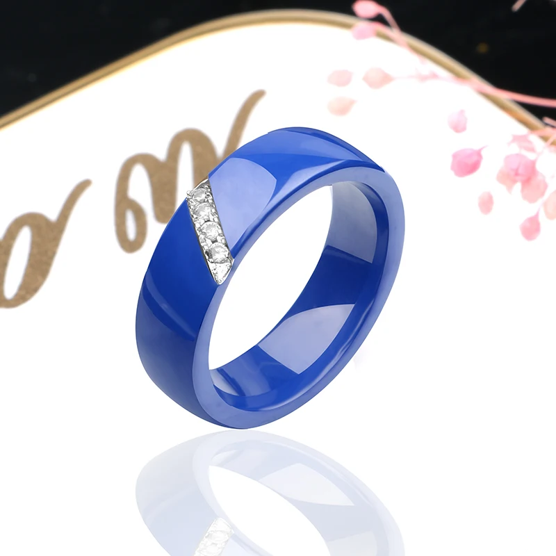 Новое поступление синее керамическое кольцо 6 мм ширина нержавеющая сталь