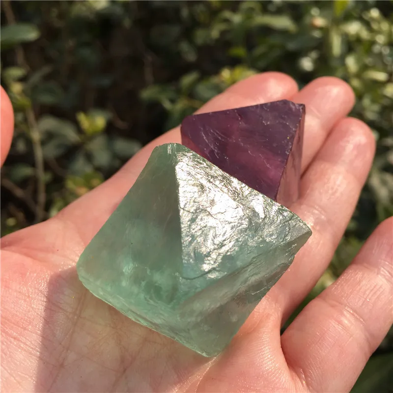 2 шт. Красивая природная флюоритовая Хрустальная камень Octahedron сырой образец