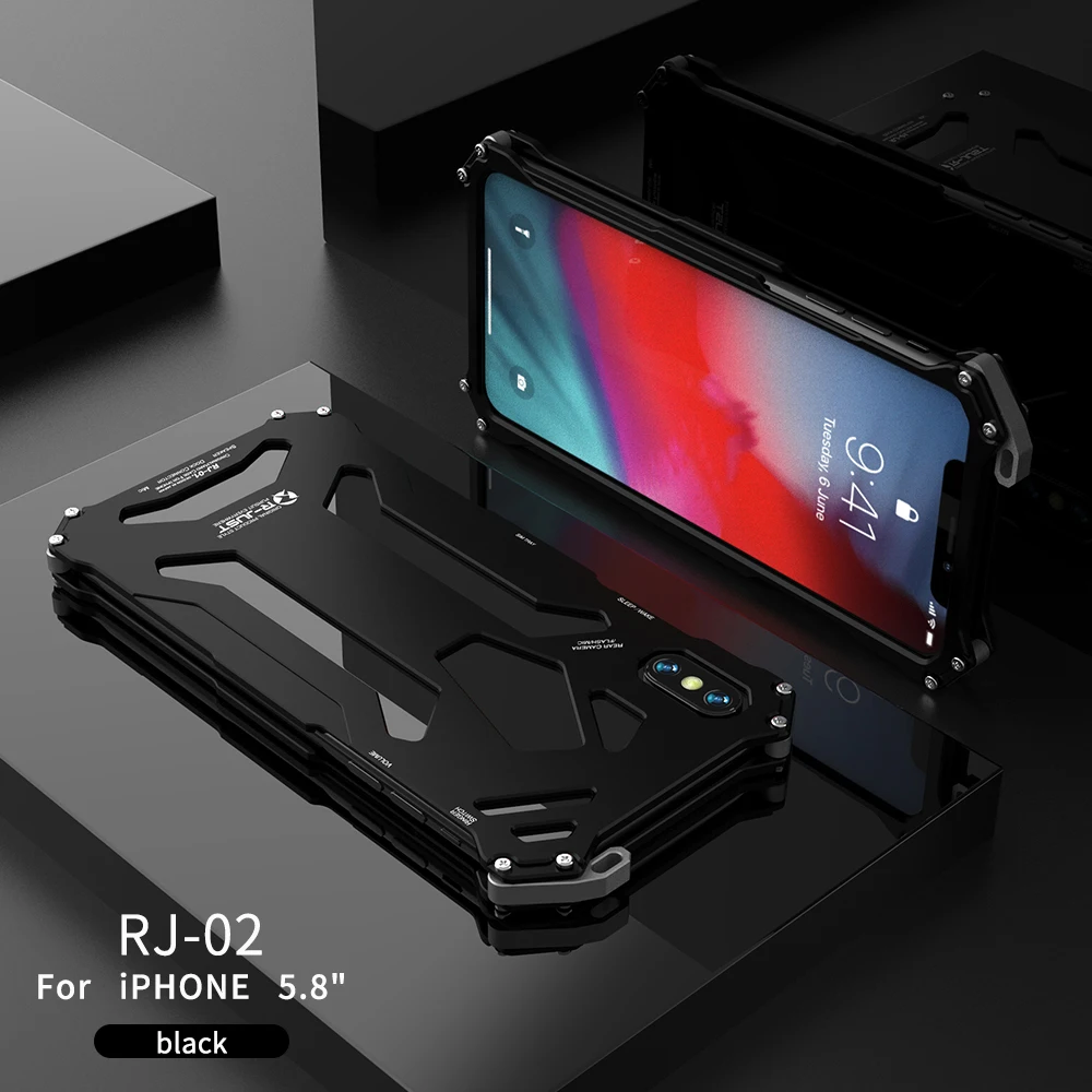 R-JUST сверхмощный металлический чехол противоударный для Apple iPhone X XS 5 8 &quotXR MAX 6