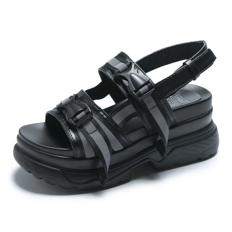 

2019 summer new muffin with casual luminous sandals female color matching high and comfortable fashion ladies sandals