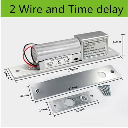 2 Wires delay time SZBestWell 2/5 провода металлический Электрический Болт замок двери Нормальная/низкая температура с задержкой времени для системы контроля доступа безопасности - Цвет: 2 Wires delay time