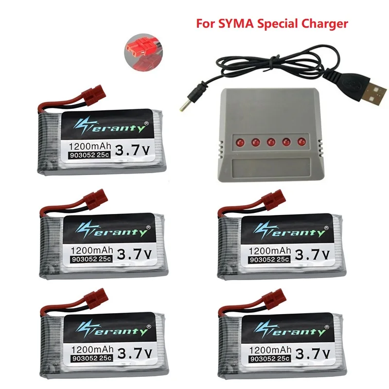 

1200mAh 3.7V Lipo Battery for Syma X5 X5C X5SW X5SC X5S X5SC-1 M18 H5P RC Quadcopter 1200mAh 903052 3.7V battery with charger