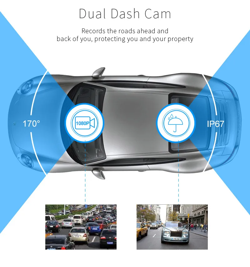 Denicer MD20L Двойной объектив Автомобильный видеорегистратор Камера Full HD 1080P видео Регистраторы 3 дюймов Экран автомобиль металлический корпус Регистратор