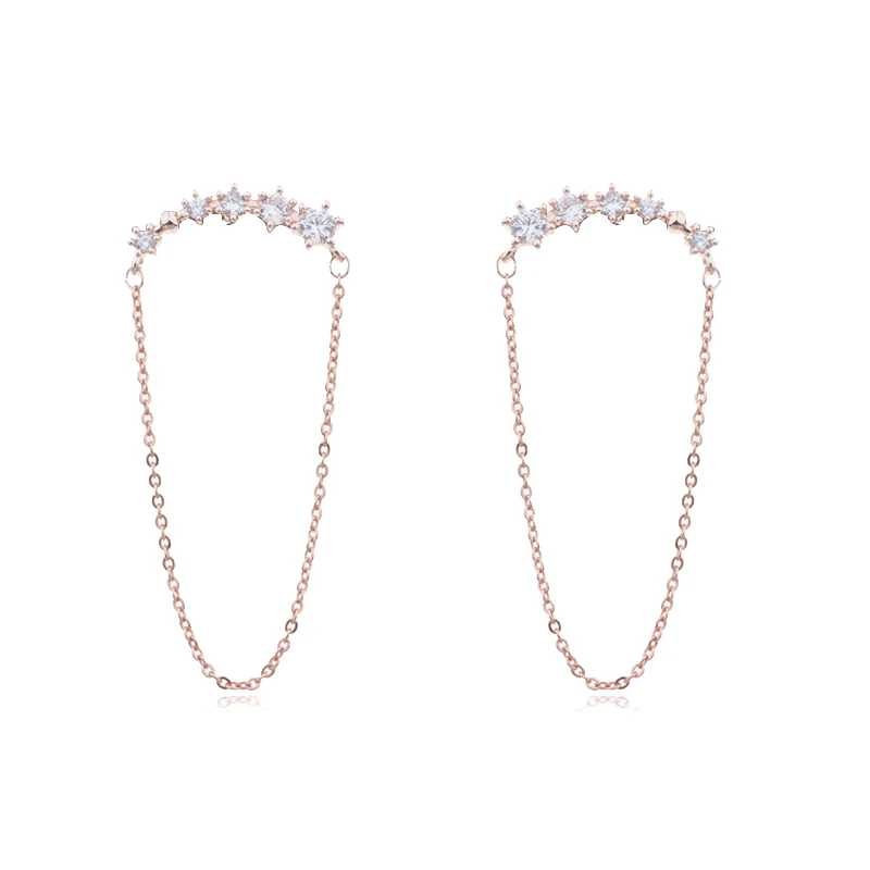 61 rose gold color MENGJIQIAO новые корейские Звездные стильные блестящие серьги с кисточками со стразами для женщин, модные длинные серьги Oorbellen - Окраска металла: 61 rose gold color