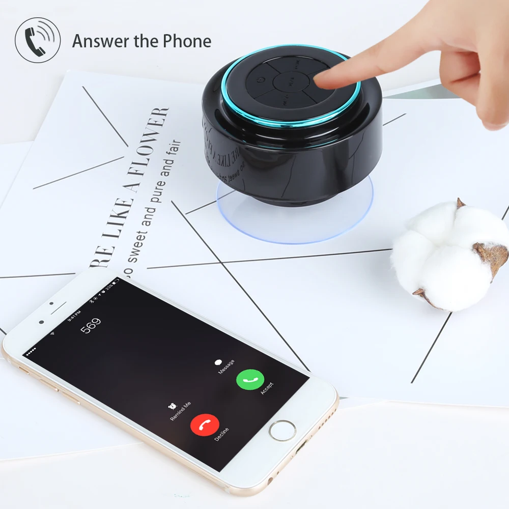 TOPROAD Водонепроницаемый Bluetooth динамик для душа hoparlor с присоской беспроводной