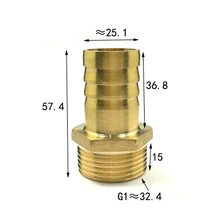 Латунный штуцер с зазубринами для шланга диаметр 25 мм наружная