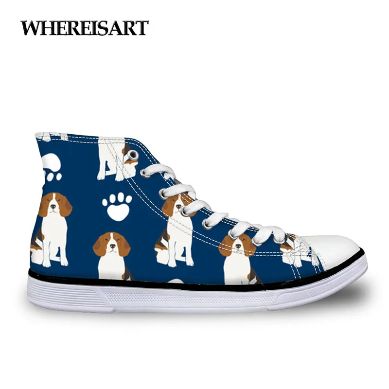 WHEREISART Beagles/Женская Вулканизированная обувь с принтом собаки Повседневная модная