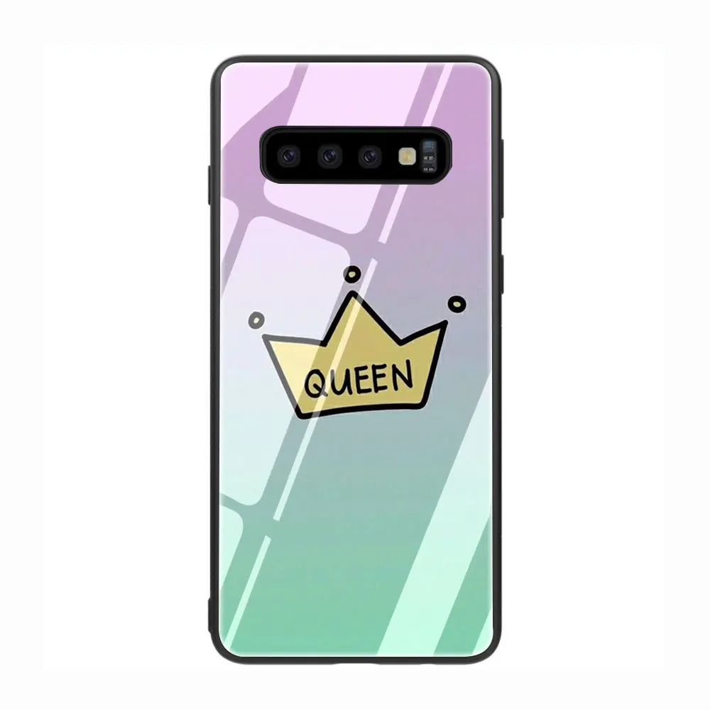 Чехол для телефона из закаленного стекла с принтом Love Queen and princess Galaxy S7 edge S8 9 10 Plus