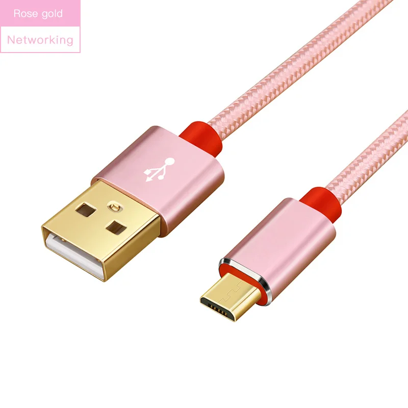 rose gold Lungfish Micro USB кабель 2.4A нейлон Быстрая зарядка USB кабель для передачи данных для samsung huawei Xiaomi Redmi Microusb зарядное устройство Micro USB кабель - Цвет: rose gold