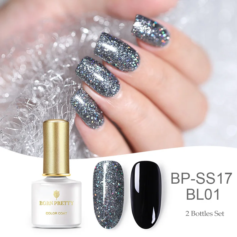 Set 9 Born pretty, голографическая гель для ногтей с блестками лак 6 мл Сияющий Блестящий впитывающий УФ-гель лак для ногтей Светодиодный УФ-лампа - Цвет: Set 9
