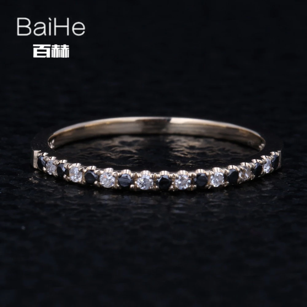 BAIHE однотонное 10K желтое золото 0.20ct круглые H/SI натуральные бриллианты черные