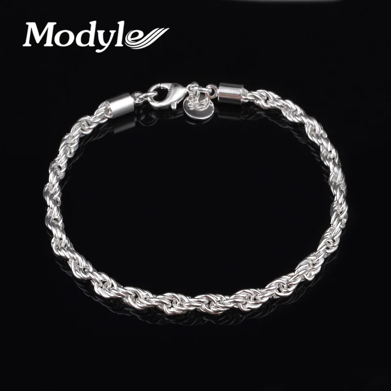 Модные Серебристые браслеты цепочки Modyle для женщин очаровательные из витых