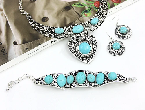 OCESRIO украшения с синим камнем комплекты большое сердце колье Цепочки и ожерелья