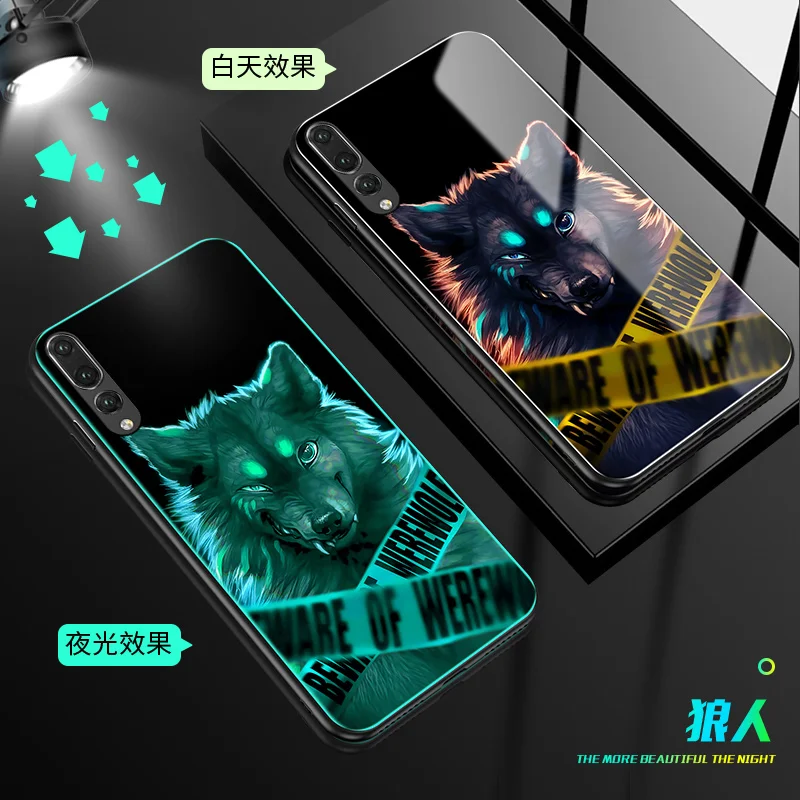 Светящийся чехол из закаленного стекла для huawei p20 p30 lite pro plus p 20 30 p20pro p30pro p20lite 2019 3d