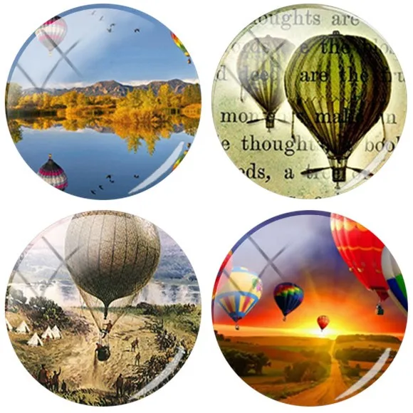 

TAFREE Fashion Hot Air Balloon Round Glass Cabochon Turkey View Picture Pattern Domed Jewelry Accessories 25mm DIY