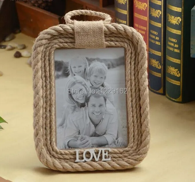 

Бесплатная доставка, винтажная фоторамка Zakka из пеньковой веревки, ретро фоторамка, украшение для дома/креативный подарок