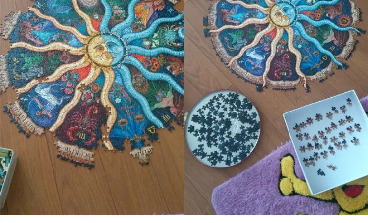 500 шт. игрушки-головоломки для взрослых, знаки зодиака, бумажные головоломки, пейзаж, живопись, головоломка, декомпрессионные игрушки для детей, подарки