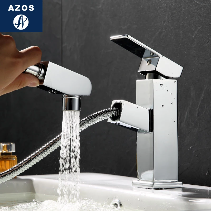 Azos смеситель для умывальника выдвижной умывальник латунный хромированный