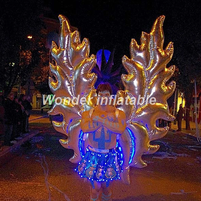 

Most popular silver color giant inflatable angel silver wing costume for stage event club decorations