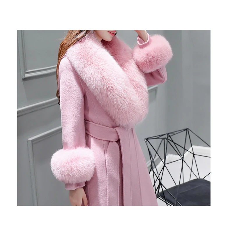 Женское шерстяное пальто Длинная Верхняя одежда зимняя мода 2019 новый элегантный