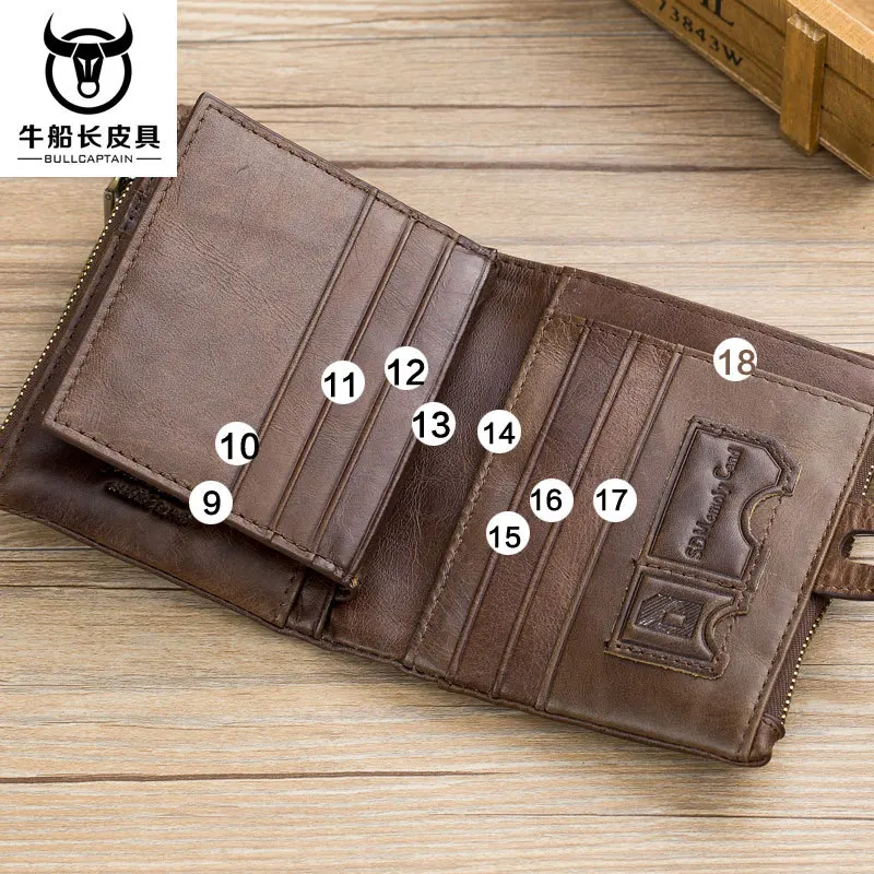 Genuine Leather Men's Wallet Tri-bifold Purse Hasp Design Small Mens Wallets Zipper Coin Pocket Functional | Багаж и сумки