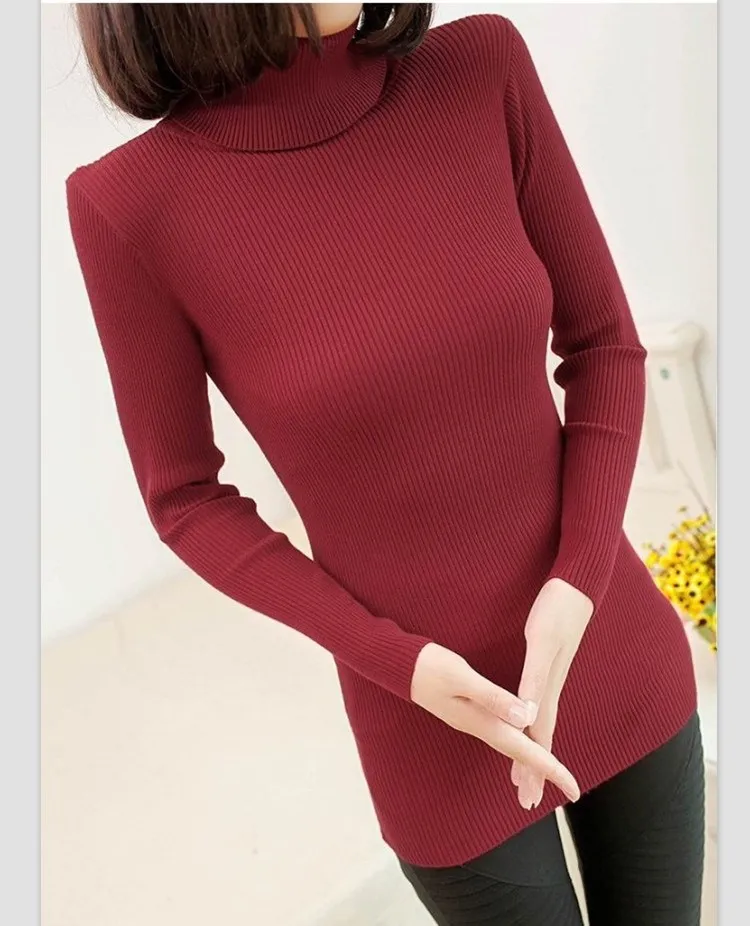 turtlenecks winter 2020 korean women's pullover slim medium-long turtleneck sweater thickening femme knitting | Женская одежда