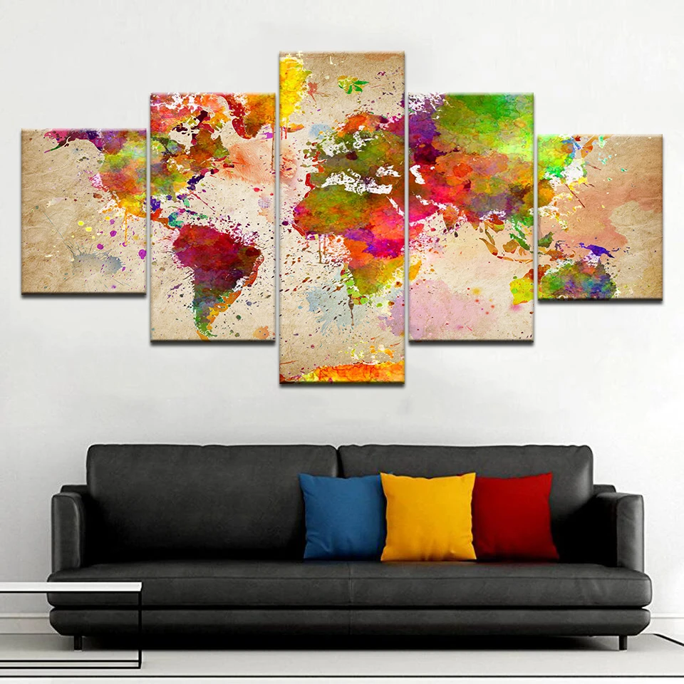 

diy diamond painting kits 5 Piece Color World Map Painting Retro Room Decor Wall Art diamond Embroidery crafts full drill