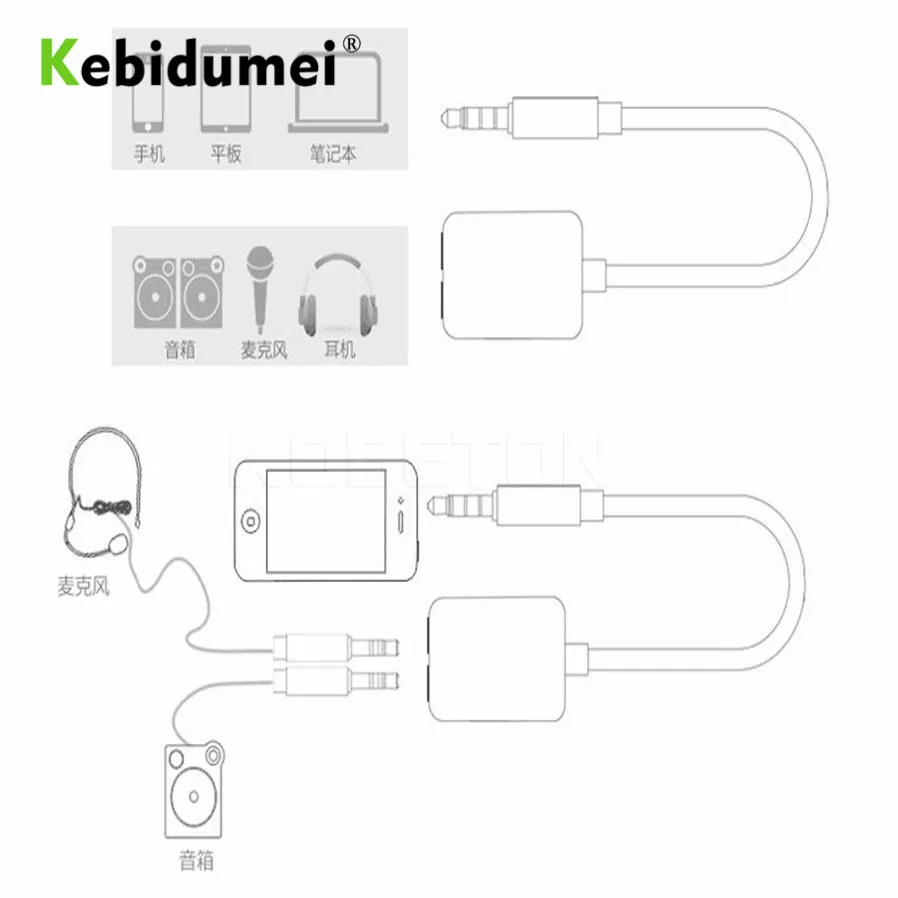 Kebidumei 3 5 мм стерео сплиттер аудио папа наушники гарнитура + микрофон адаптер пары
