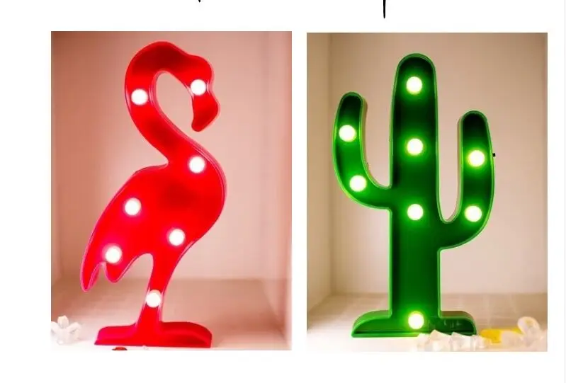Детский ночник в виде фламинго единорога лампа ананас кактус шатер знак для