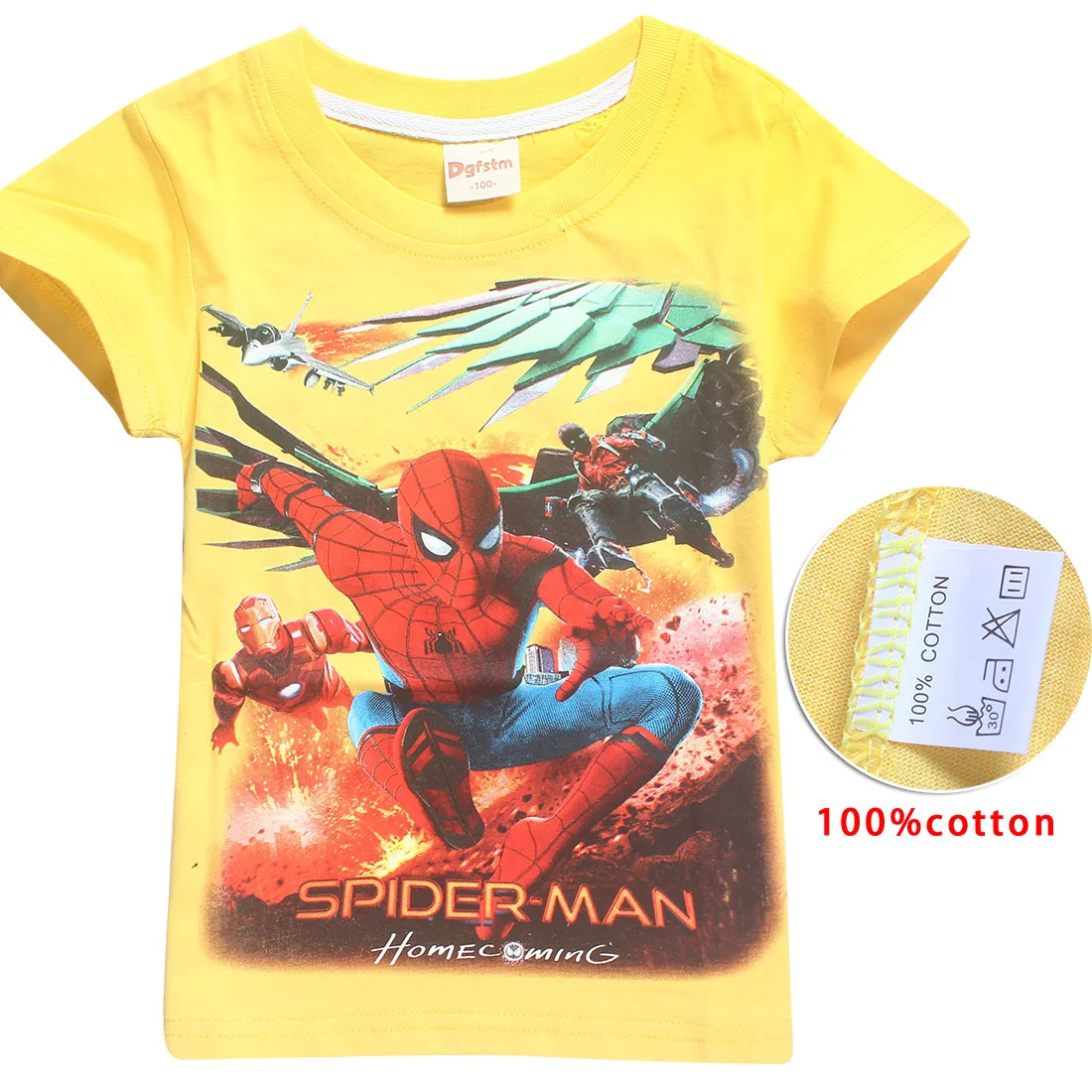 New Spiderman Short Sleeve t shirt dj v Superman Movies Printing Boy Clothes T-Shirts For Boys Kids Baby Children's Clothing | Мать и